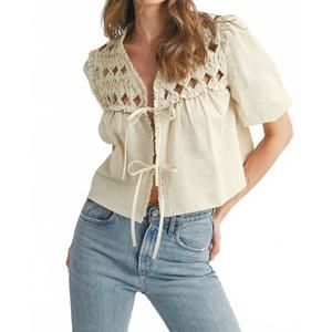 NEW ENDLESS BLU. nova tie-front top in white